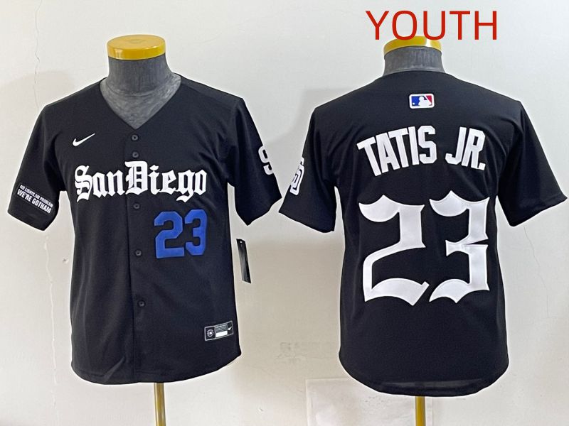 Youth 2025 San Diego Padres #23 Tatis jr Black Five generations Joint Name Nike MLB Jersey style 3->youth mlb jersey->Youth Jersey